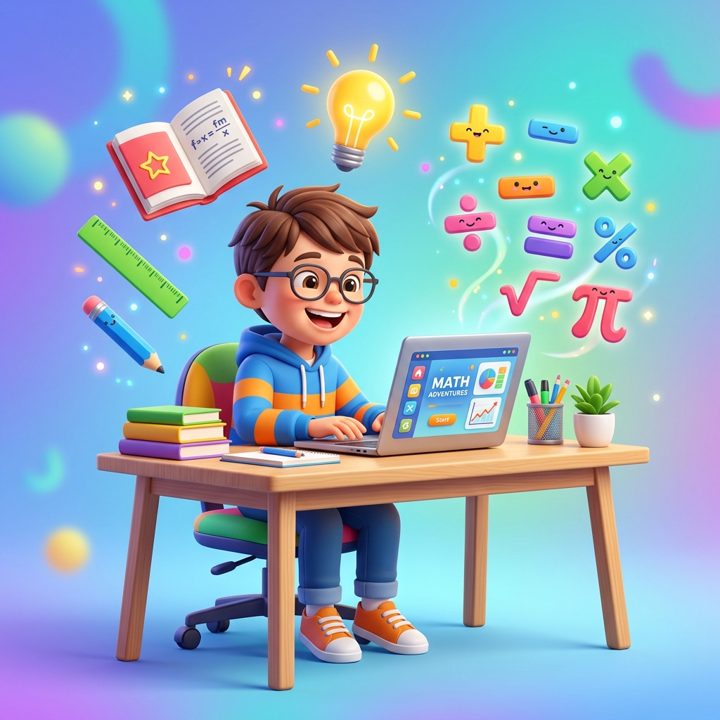 Criança aprendendo online de forma divertida
